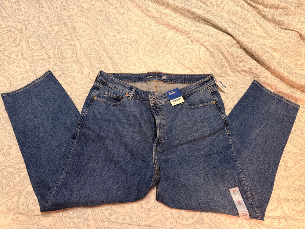Old Navy Jeans Extra High Rise Straight Leg Blue Denim Size 20